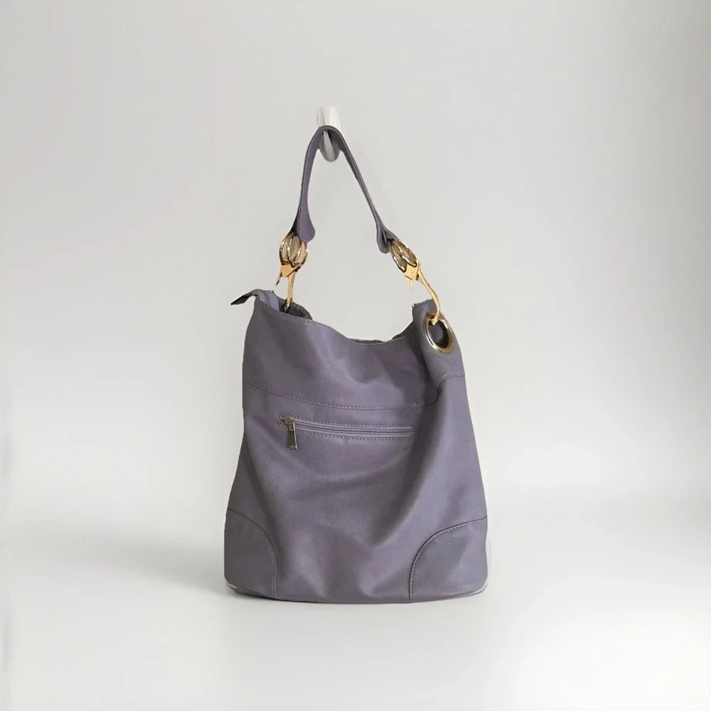 B.LUSH Vegan Leather‎ Large 2 Compartment Purse Bag Dusty Soft Purple